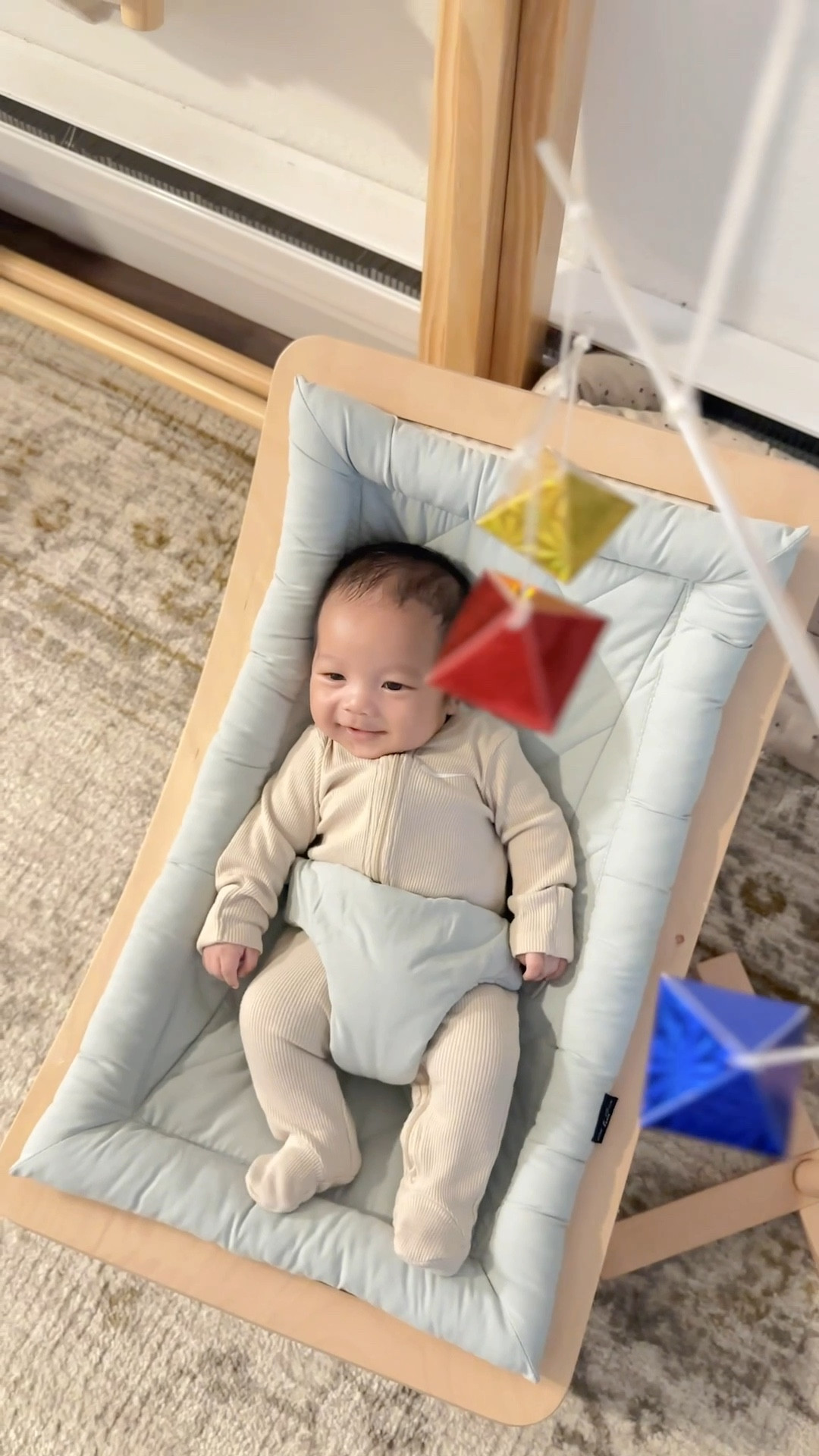 Play time and how we set up our newborns mobiles from @Peariwinkle | Baby
Montessori 💜🍐✨
I love seeing my sweet
Everett interact and enjoy his Octahedron and Munari mobile ☺️ These are designed to support his early visual progression and engage with the world around him 🩵 setting up the mobile's is all about balance and it's interestingly fun trying to get the right balance while setting them up 😆

 #montessori #montessoriactivities

#LTKHome #LTKVideo #LTKBaby