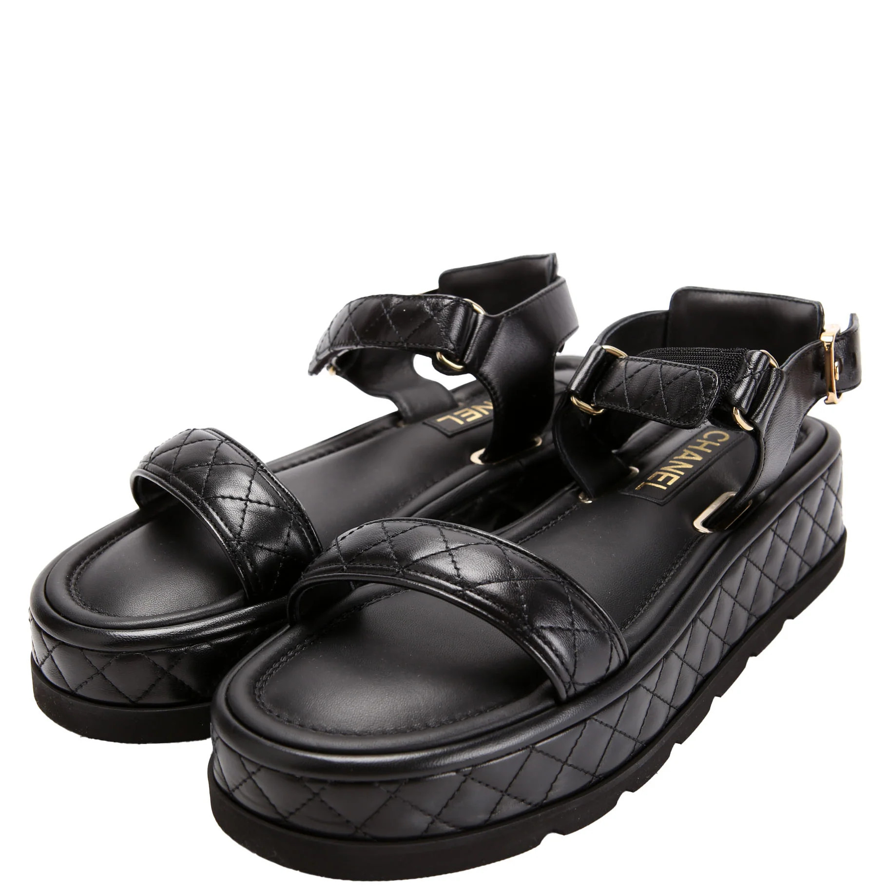 CC Platform Dad Sandals Quilted Lambskin Size 41 | Keeks Designer Handbags