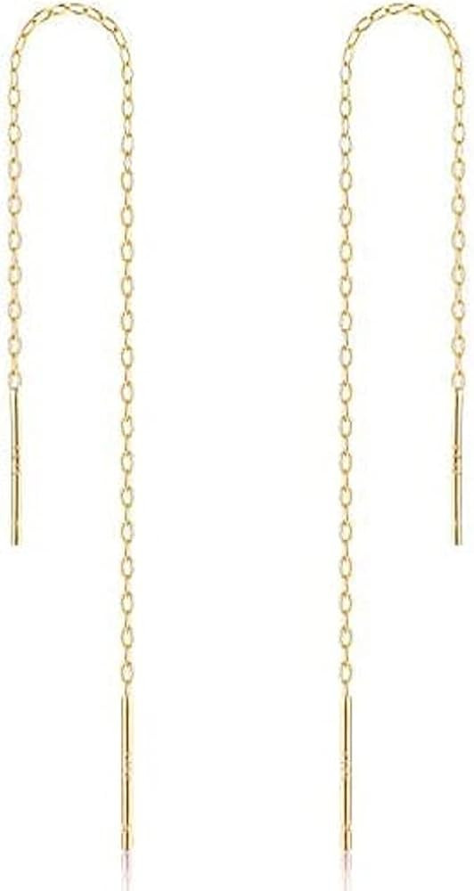 A Pair 925 Sterling Silver Tassel Threader Drop Earrings Long Chain Ear Line | Amazon (US)