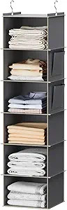 YOUDENOVA Hanging Closet Organizer and Storage, 6-Shelf, Grey | Dorm Room Essentials for Guys, Cl... | Amazon (US)