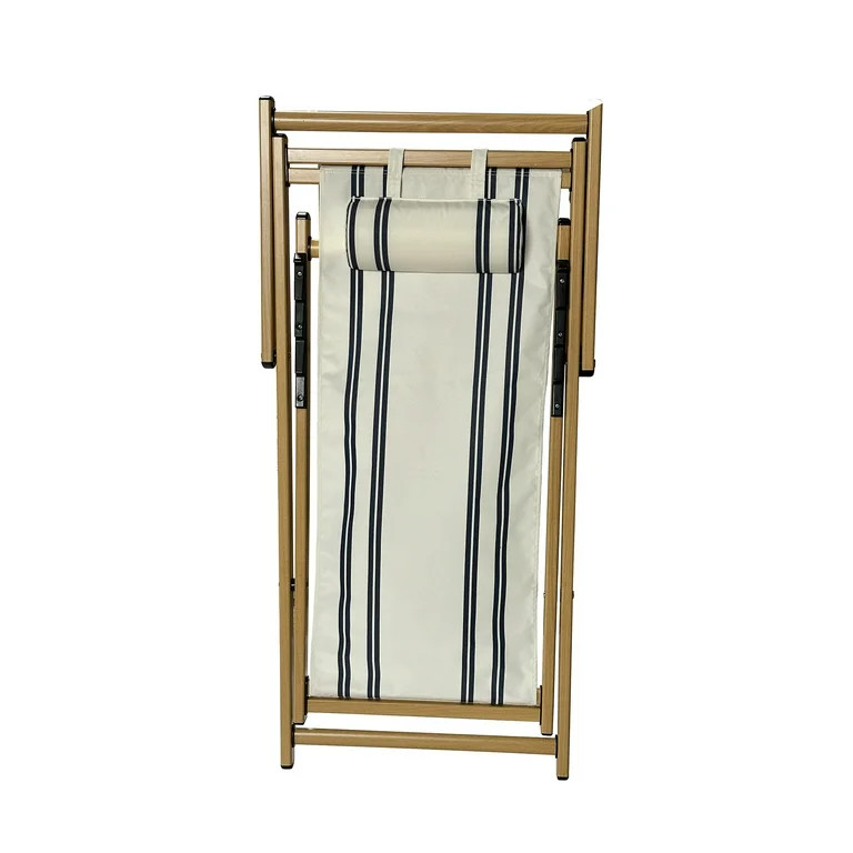 Mainstays Resort Sling Fabric Chair, Beige & Blue Stripe | Walmart (US)