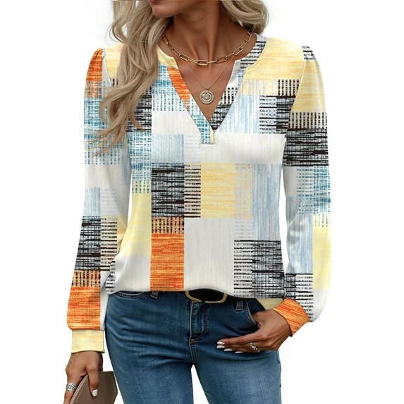 Fantaslook Womens Tops Long Sleeve V Neck Blouses Business Casual Shirts Fall Fashion Dressy Tops | Walmart (US)