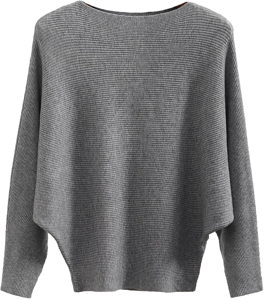 GABERLY Boat Neck Batwing Sleeves Dolman Knitted Sweaters and Pullovers Tops for Women | Amazon (US)