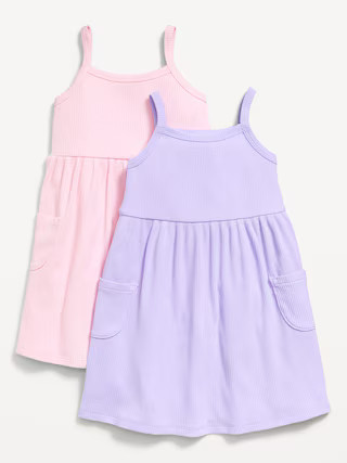 Sleeveless Pocket Jersey-Knit Fit and Flare Dress for Toddler Girls | Old Navy (US)