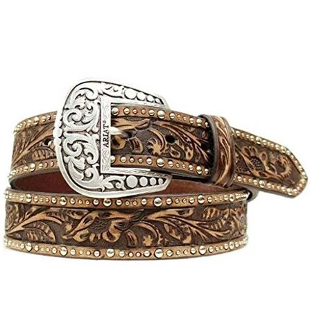 Ariat A1513802-M 1.5 in. Womens Tooled & Studded Leather Belt Brown - Medium | Walmart (US)