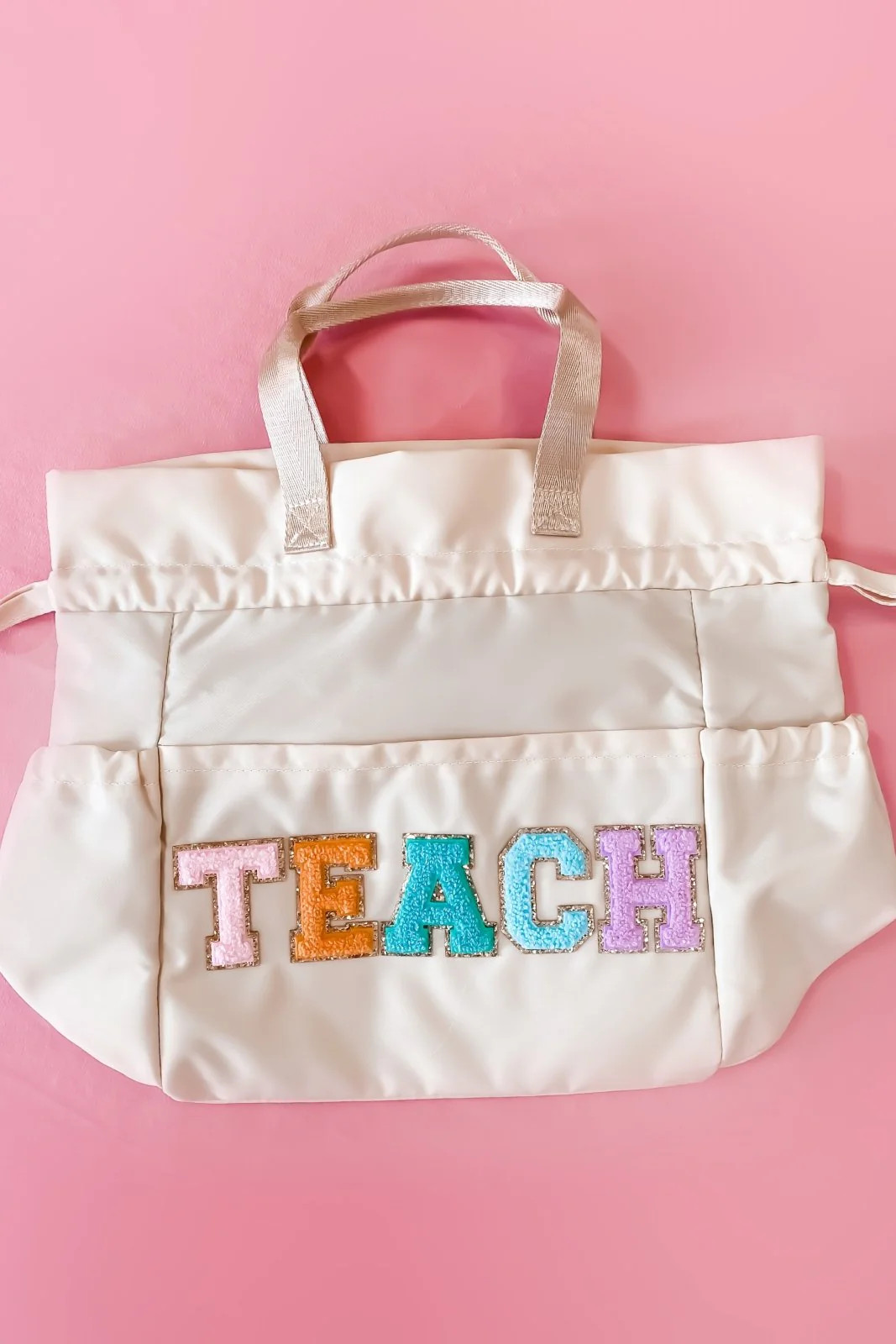 Cream TEACH Patch Lunch Bag | Get Your Teach On