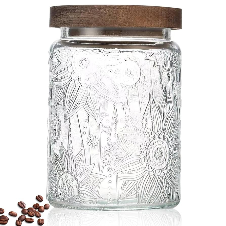 24 OZ Airtight Glass Storage Jar with Bamboo Lid - Vintage Glass Jar Vintage Food Containers Cani... | Amazon (US)