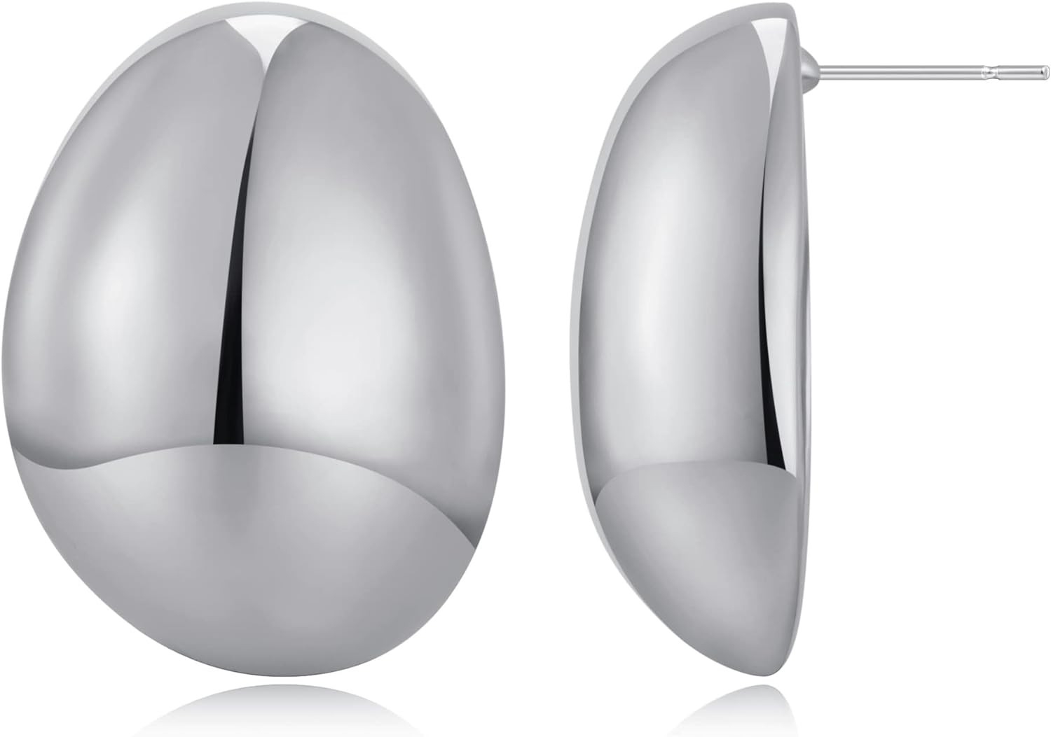 Gold Silver Big Oval Dome Circle Square Ball Wide Hoop Earrings Geometry Statement Earrings for W... | Amazon (US)