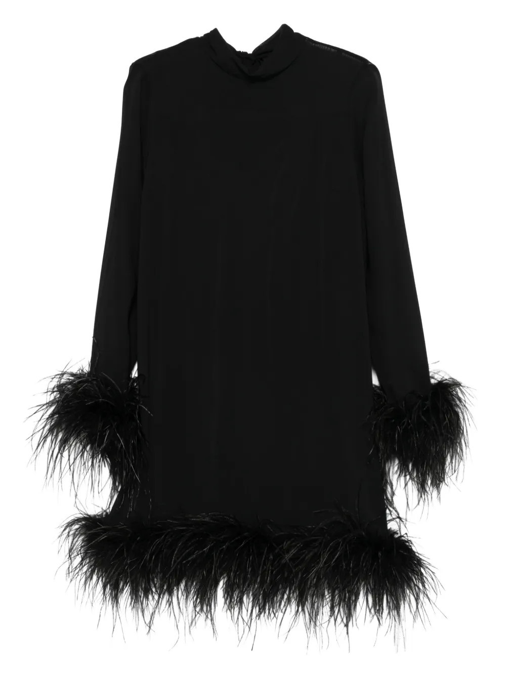 ALESSANDRO LEGORA feather-trim dress - Black | Farfetch Global