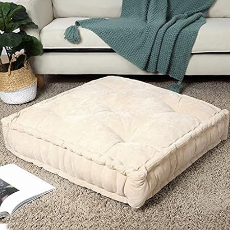 Intelligent Design Azza Floor Pillow Square Pouf Chenille Tufted with Scalloped Edge Design Hypoalle | Amazon (US)