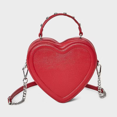 Girls' Valentine's Day Studded Heart Shaped Crossbody Bag - art class™ Red | Target