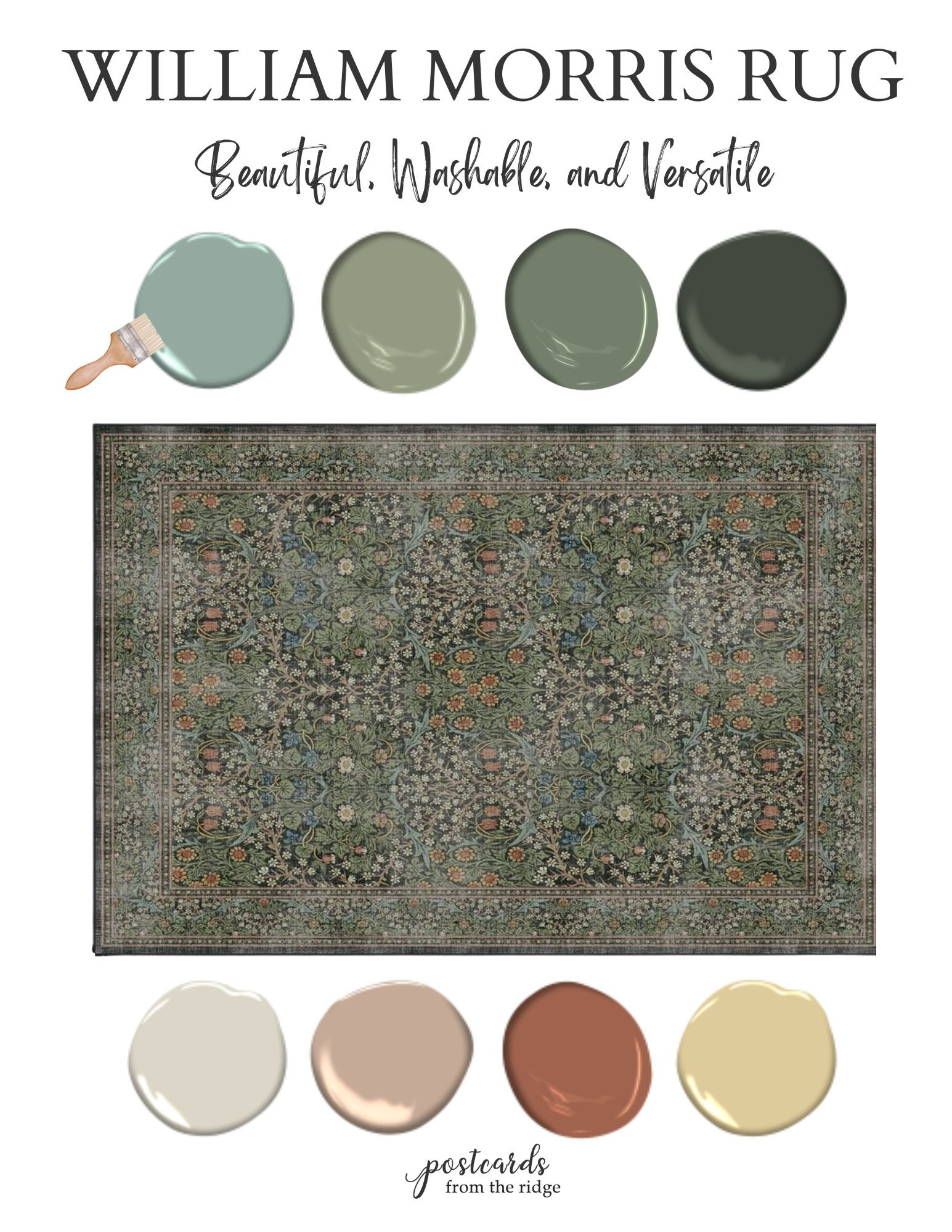 Morris & Co area rug matched to paint colors. #morris&co #williammorris #arearug #williammorrisrug #paintcolors 

 #LTKHome #LTKSaleAlert