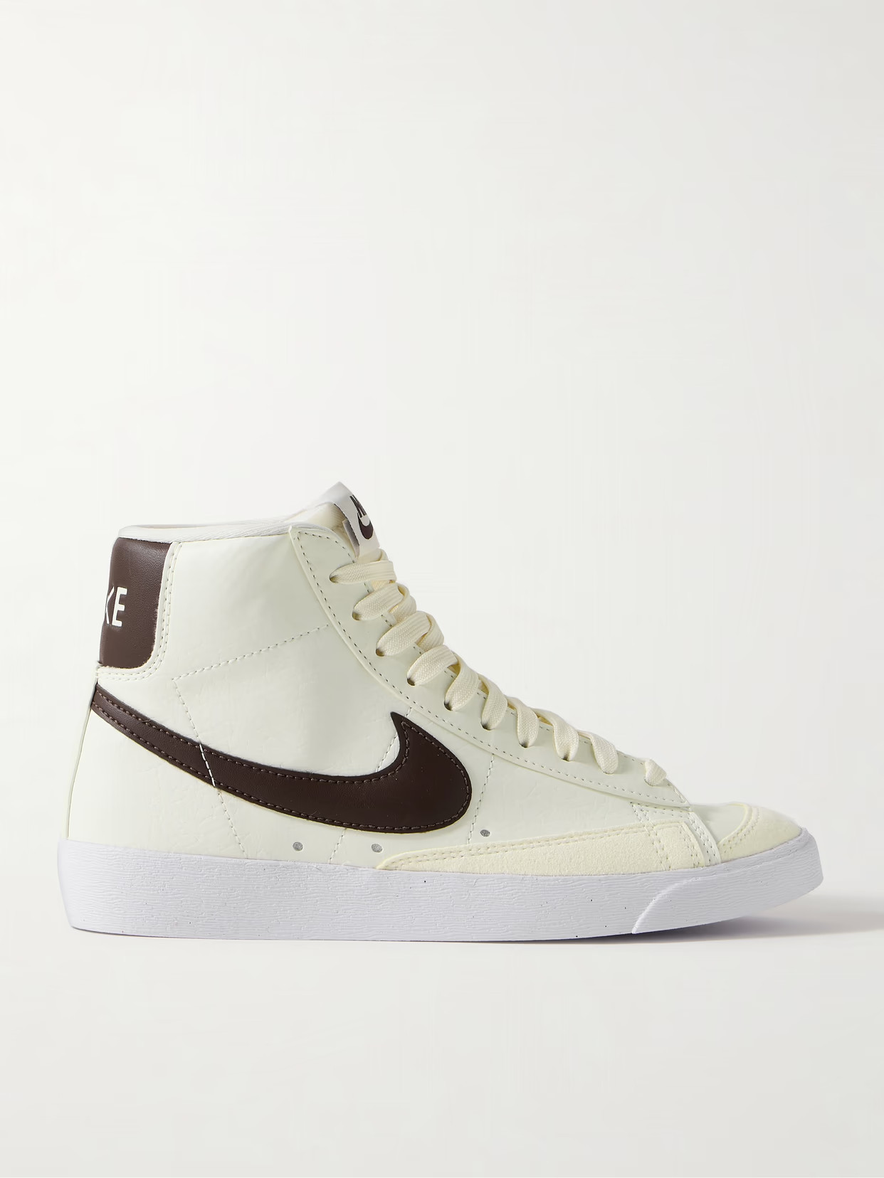 Nike - Blazer Mid '77 Vintage Suede And Leather-trimmed Crinkled-nubuck High-top Sneakers - Ecru | NET-A-PORTER (US)