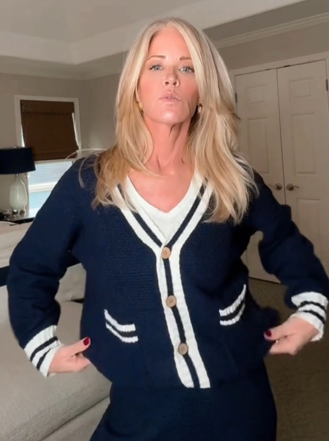 Soft, cozy, comfortable, stretchy, textured knit fabric. Two piece set. Button down, v neck, double pocket cardigan. Jogger style, elastic waste, above the ankle pants. Many colors to choose from. Size small for reference. 

#LTKOver40 #LTKFindsUnder100 #LTKActive