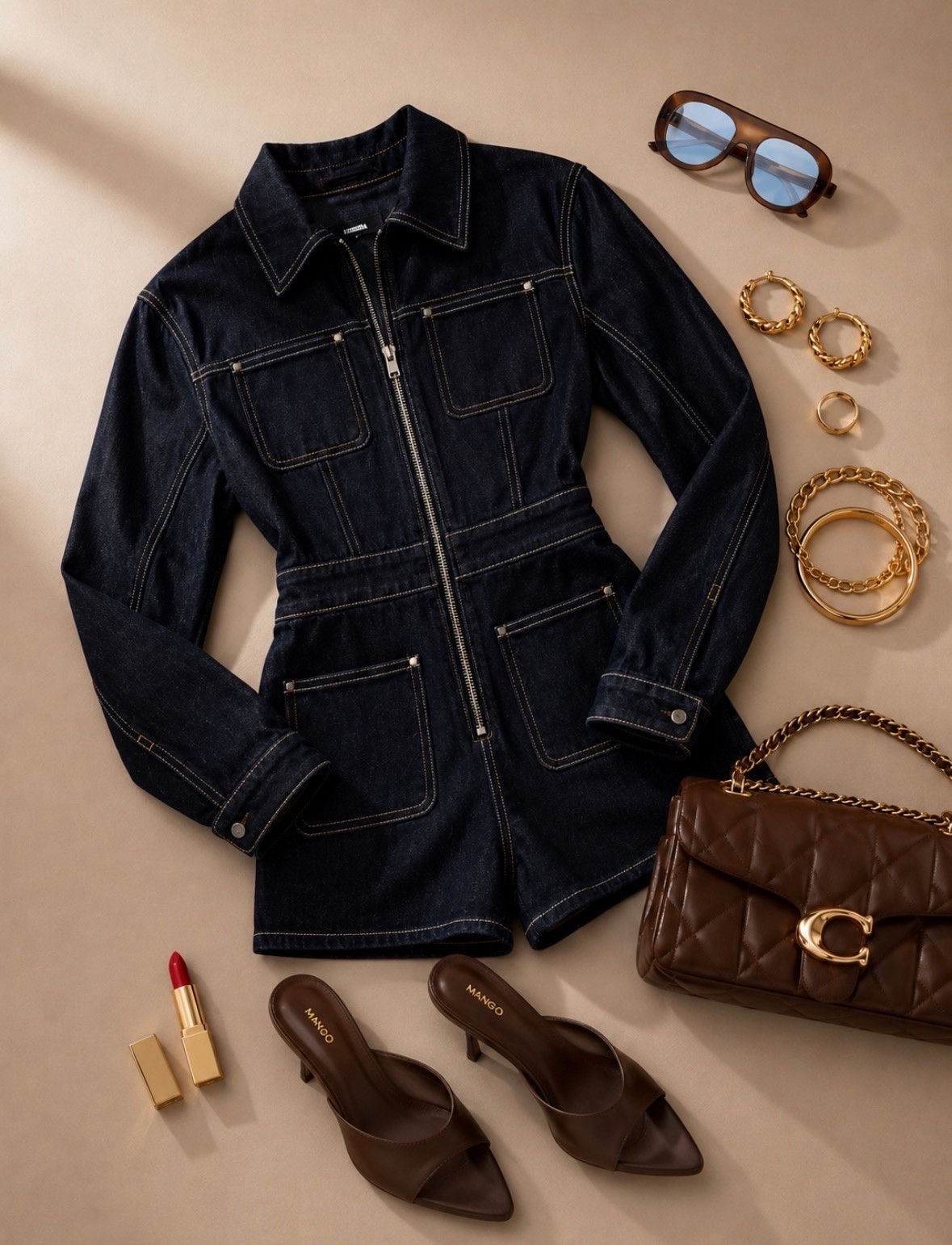 We Love Denim Around Here and Honestly… It’s Here to Stay 🤎

This dark wash denim romper is such a good wardrobe piece because it gives that elevated, put together look without trying too hard. Styled with rich brown accessories, gold jewelry, oversized sunglasses, and sleek heeled sandals for the perfect “OK mamaaa 👏🏽” outfit moment.

Not too much.  Not too dressy.  
Still feminine. Still cute.  Still styled! 

The kind of outfit that makes you feel confident, pulled together, and a little sexy without overdoing it.

Perfect for:
• Mom Date Nights  
• Brunch Outfits  
• Summer Events  
• Elevated Casual Style  
• Chic Denim Looks  
• Effortless Fashion Moms  

Linked similar denim rompers, brown handbags, gold jewelry, and heeled sandals on my LTK 🤎

#LTKStyle #DenimStyle #MomStyle

#LTKootd #LTKmomlife