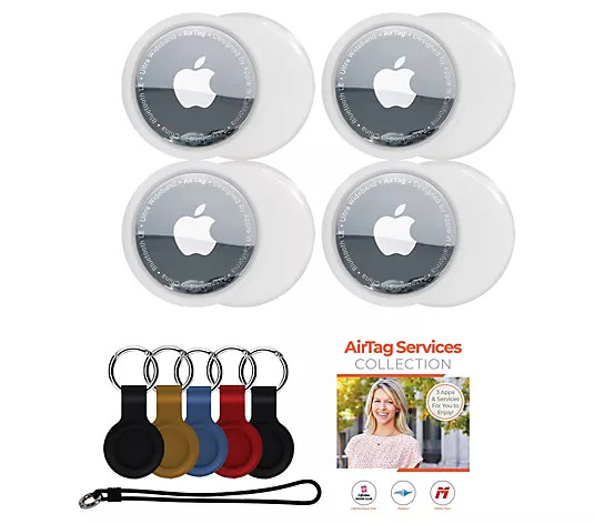 Apple AirTag 4-Pack with Software Suite and Accssories - QVC.com | QVC