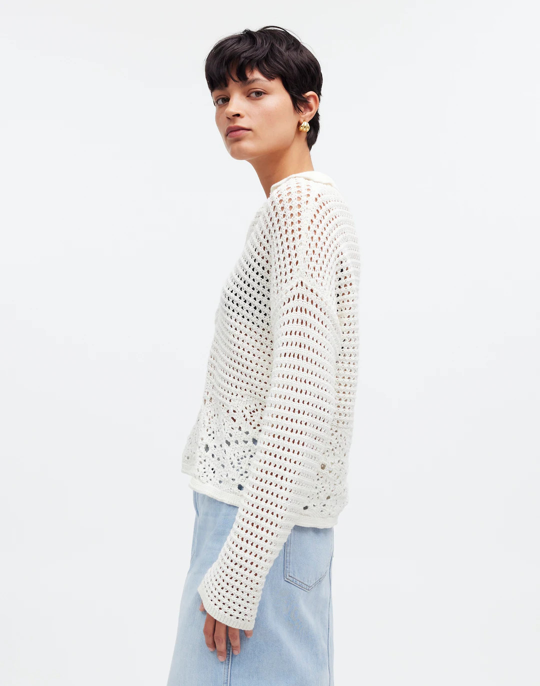 Crochet Polo Sweater | Madewell