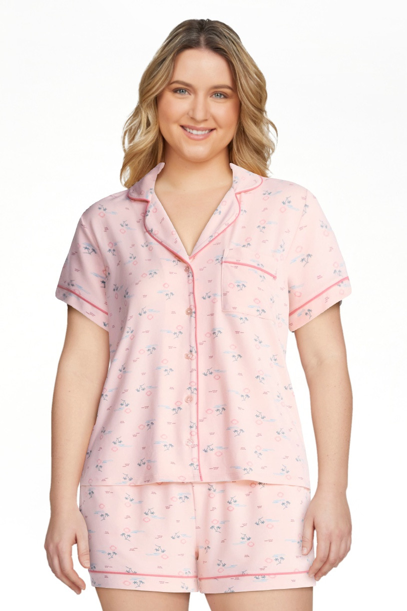 Joyspun Women's Dreamy Soft Collection Notch Collar Top and Shorts Pajama Set, 2-Piece, Sizes XS-... | Walmart (US)