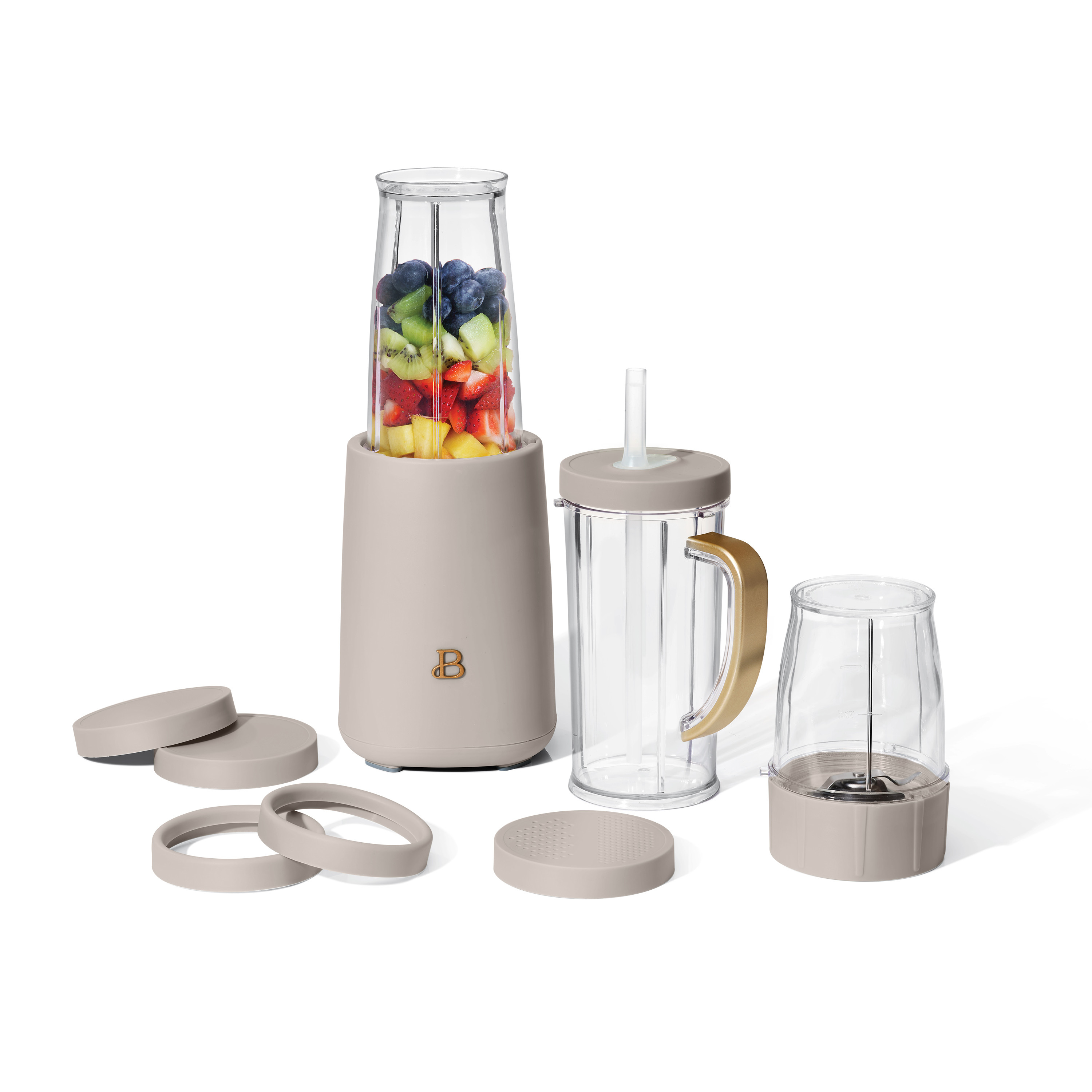 Beautiful Personal Blender Set with 12 Pieces, 240 W, Porcini Taupe by Drew Barrymore - Walmart.c... | Walmart (US)
