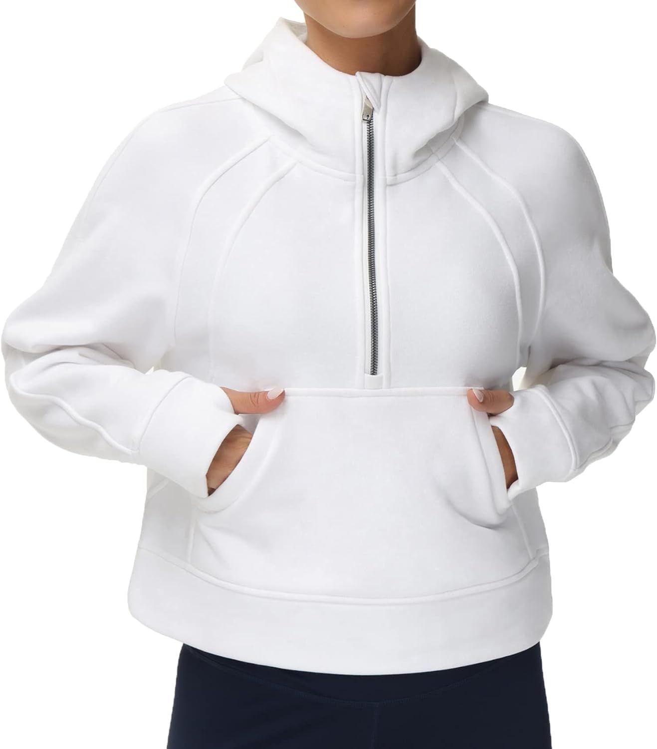 THE GYM PEOPLE Women's Half Zip Hoodies Long Sleeve Fleece Lined Crop Pullover Sweatshirts with P... | Amazon (CA)