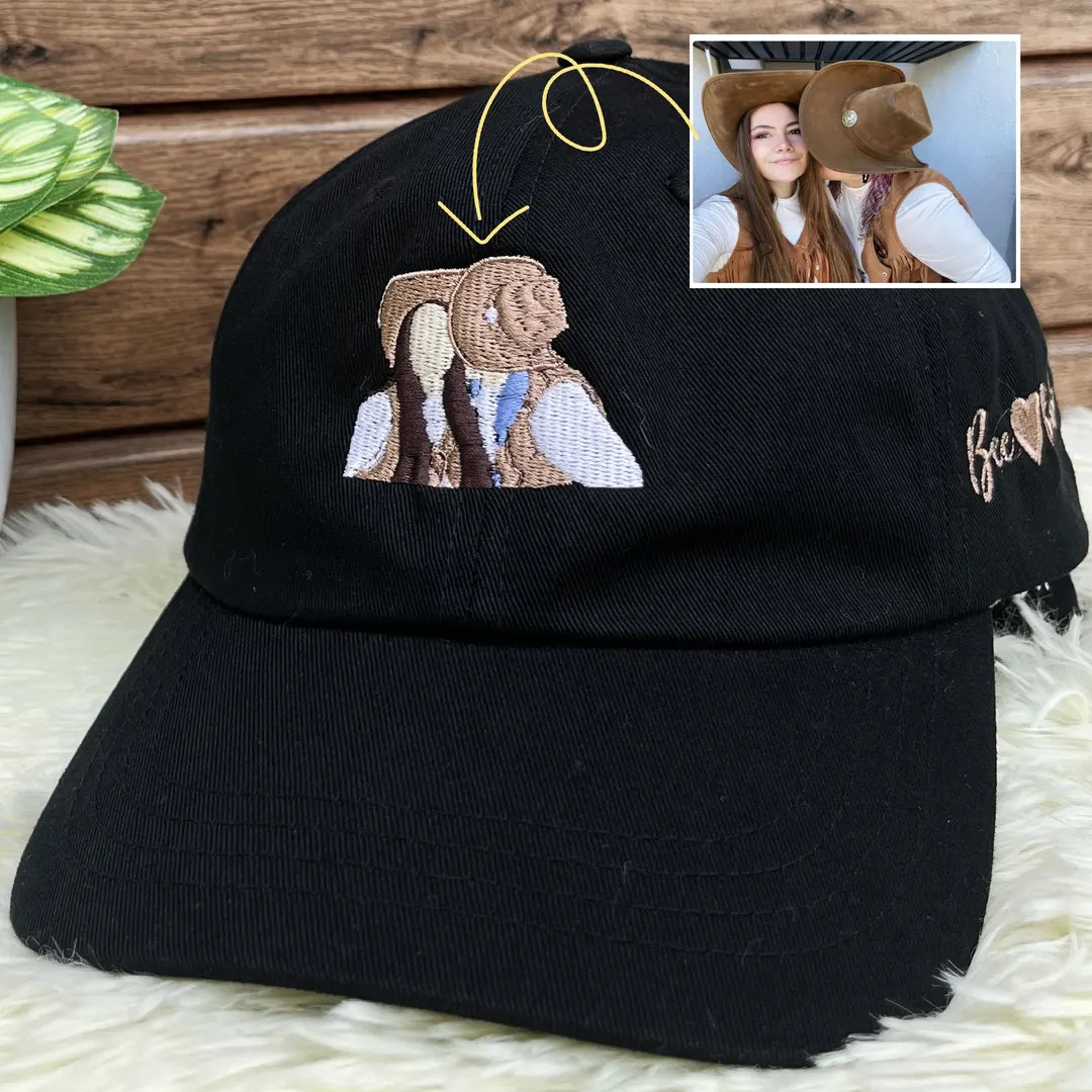 Embroidery Couple Cap Personalize Hat Custom Embroidery People Family Outline Hat Embroidery Port... | Etsy (US)