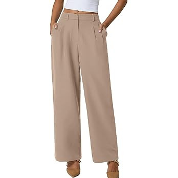 QINSEN Wide Leg Dress Pants for Women High Waisted Wrinkle Free Work Pants with Pockets Casual Sl... | Amazon (US)