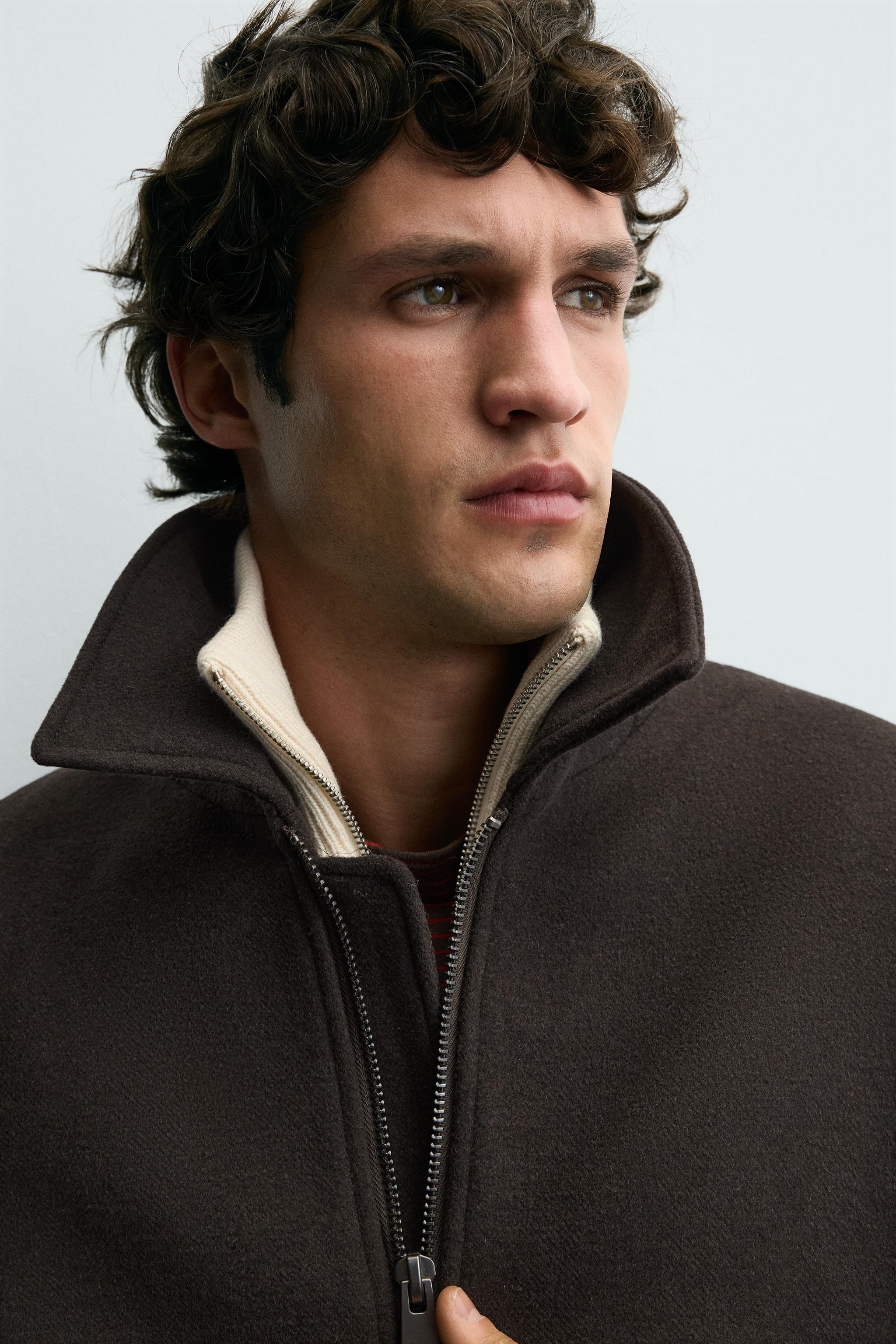 WOOL BLEND JACKET WITH COMBINATION COLLAR | Zara US