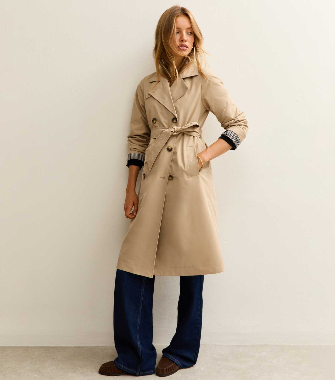 Stone Double Breasted Trench Coat | New Look | New Look (UK)