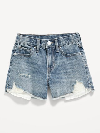High-Waisted Exposed-Pocket Jean Shorts for Girls | Old Navy (US)