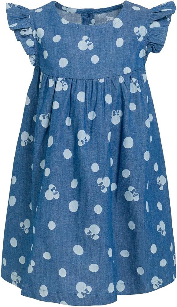 Disney Minnie Mouse Girls Chambray Denim Skater Dress Toddler to Big Kid | Amazon (US)