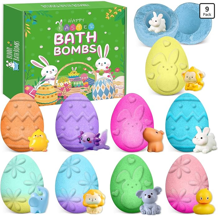 Easter Egg Bath Bombs for Kids with Surprise Toys Inside, Easter Basket Stuffers for Boys and Gir... | Amazon (US)