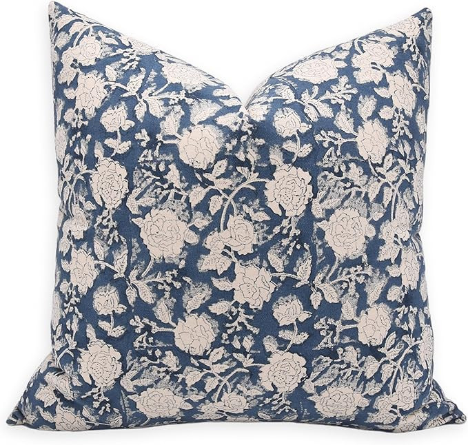 Fabritual Block Print Duck Canvas 20x20 Throw Pillow Covers, Handmade Vintage Pillow Covers for S... | Amazon (US)