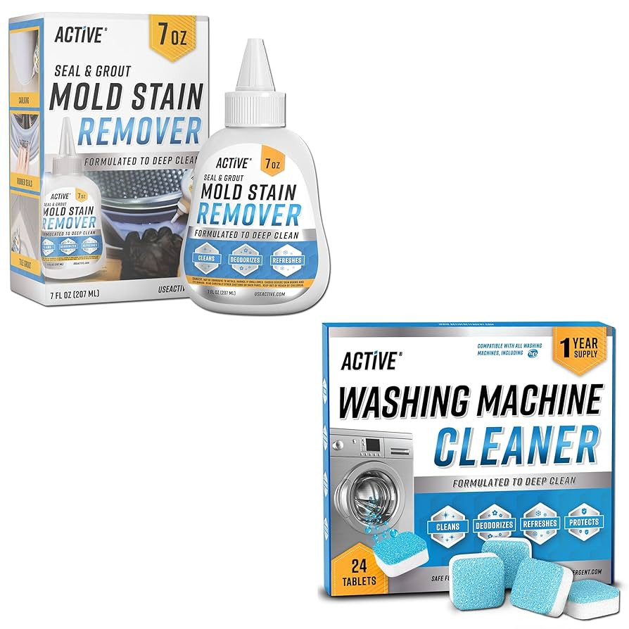 ACTIVE Washing Machine Cleaner and Mold Stain Remover - Includes 24ct Washer Cleaning Tablets and... | Amazon (US)