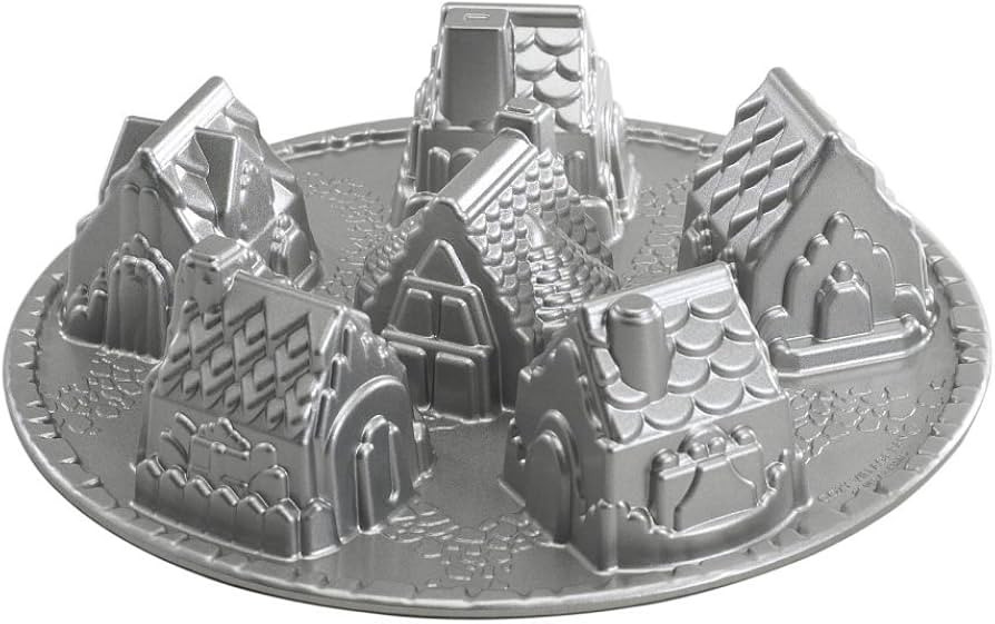 Nordic Ware Cozy Village Gingerbread House, 6 Cups, Silver | Amazon (US)