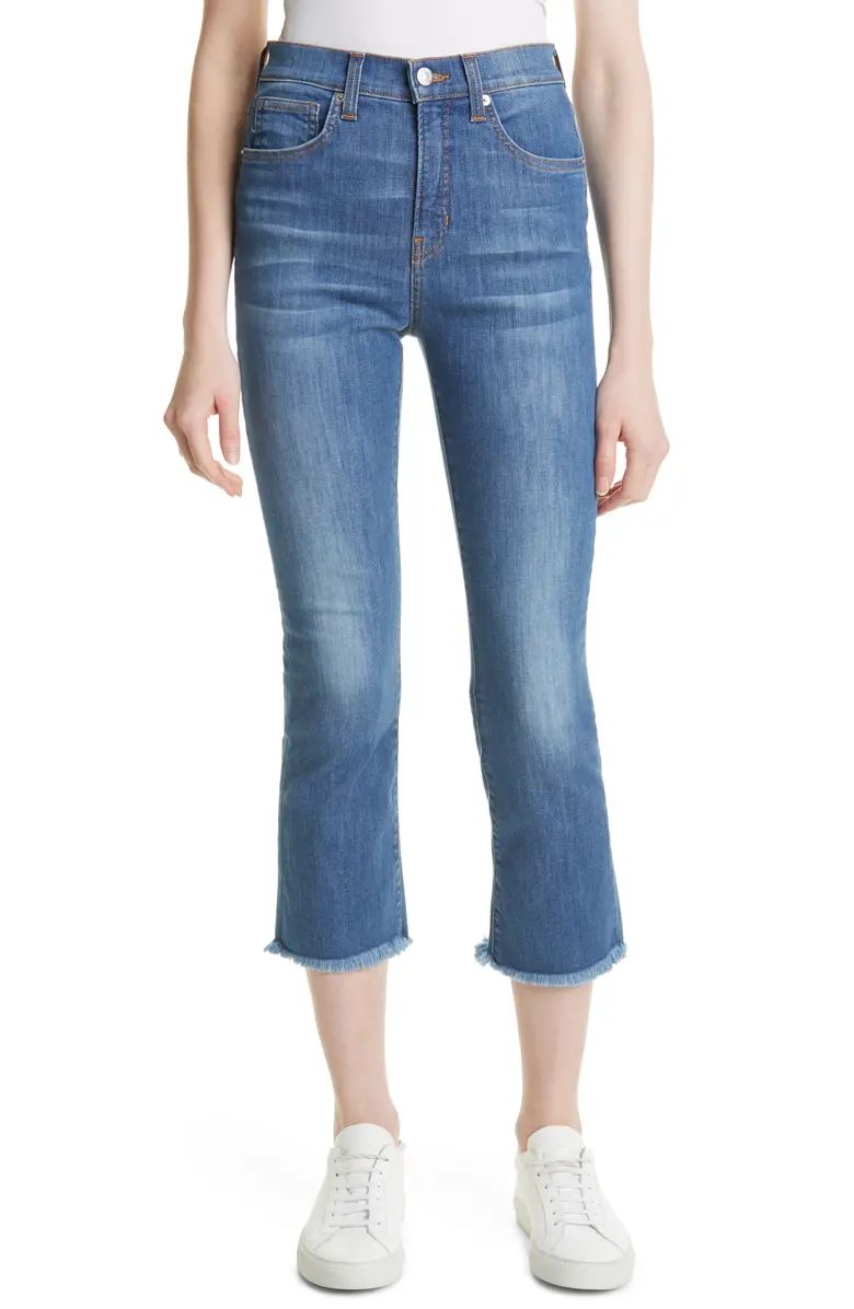 Veronica Beard Carly High Waist Frayed Kick Flare Jeans | Nordstrom | Nordstrom