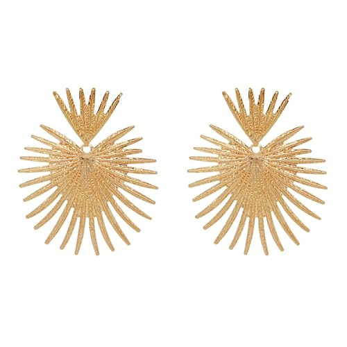 NORLSO Gold Flower Earrings - Large Gold Earrings - Ginkgo Leaf Design - Summer Boho Party Jewelry | Amazon (US)