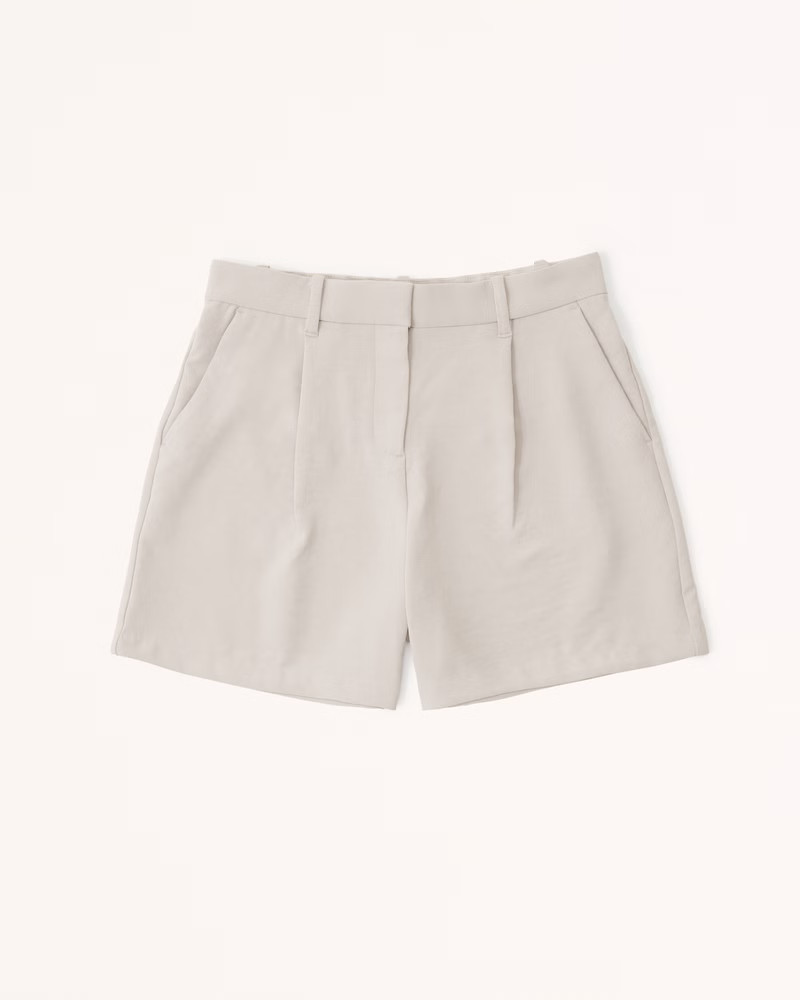 Women's High Rise Premium Crepe Tailored Short | Women's Bottoms | Abercrombie.com | Abercrombie & Fitch (US)