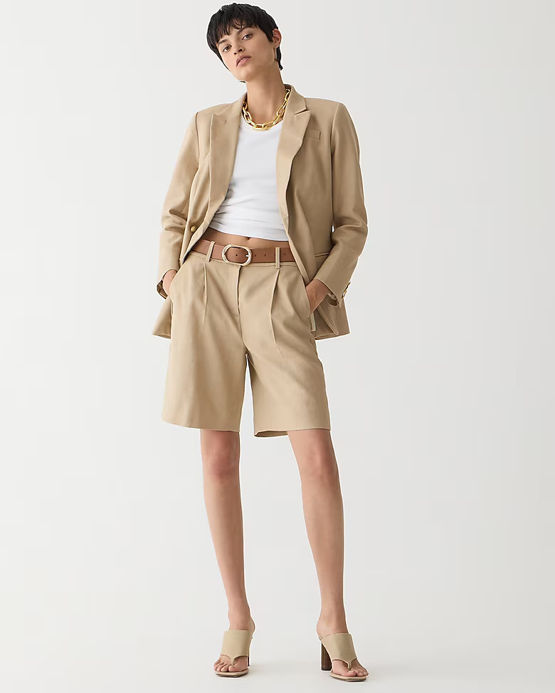 High-rise trouser short in stretch linen blend | J. Crew US