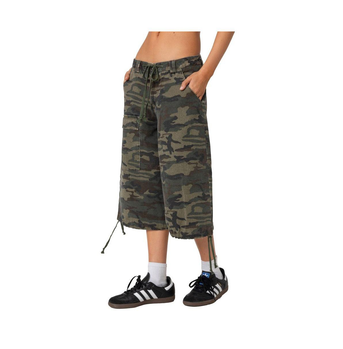 Edikted Women's Camo Cargo Bermuda Shorts - Olive | Macy's