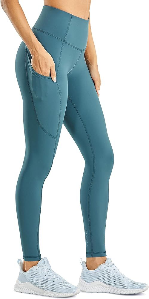 CRZ YOGA Women's High Waisted Compression Running Athletic Leggings with Pockets - Naked Feeling ... | Amazon (US)