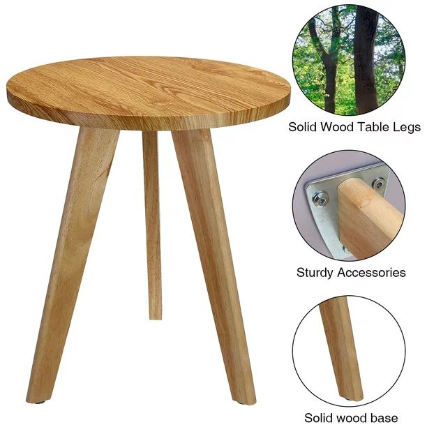 Round Side Table, Nightstand Coffee End Table for Living Room, Bedroom, Small Spaces, Easy Assemb... | Walmart (US)
