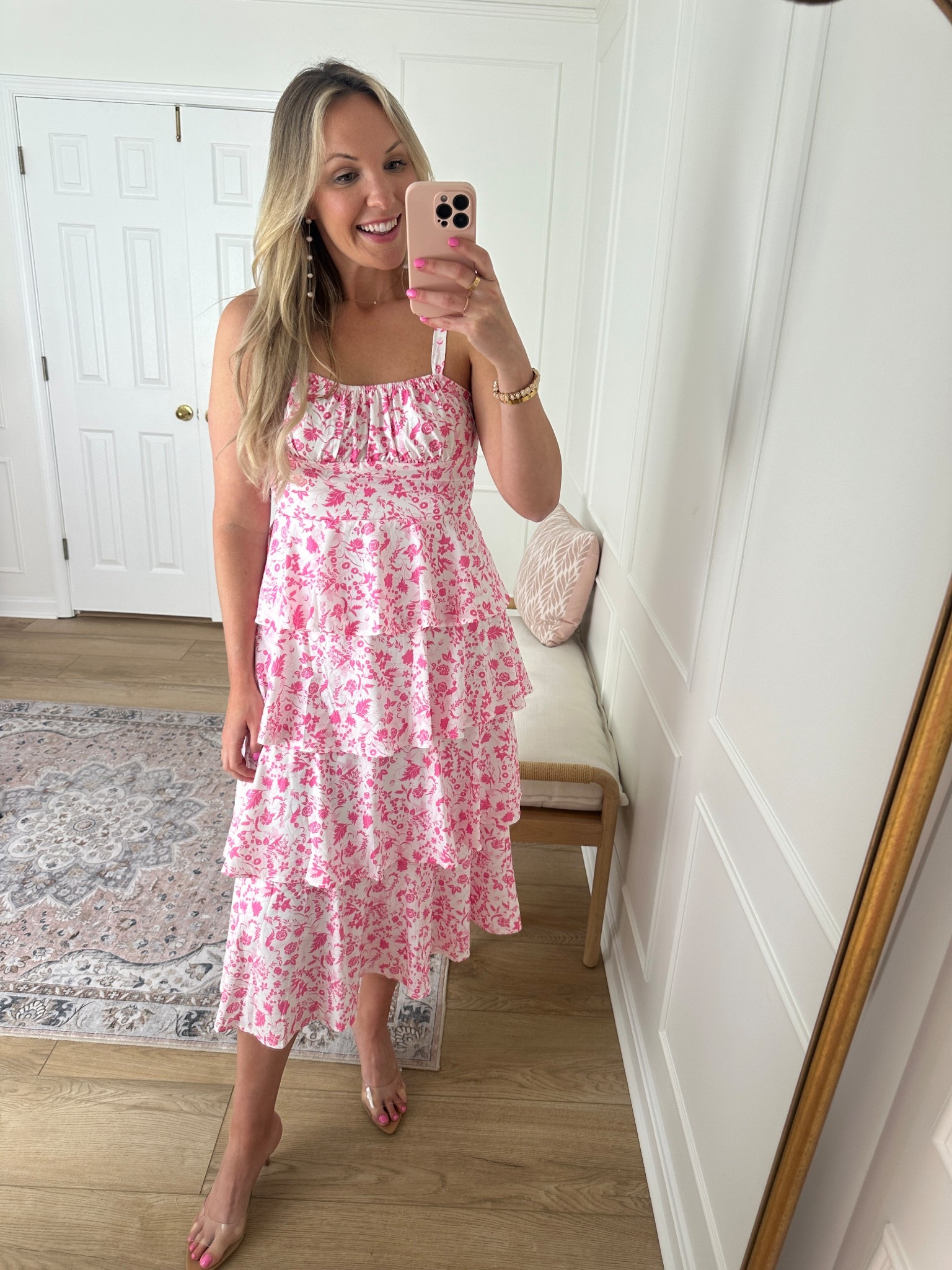 Tiered spring dress - wedding guest dress - floral dress - wearing a med 

#LTKSeasonal #LTKWedding #LTKMidsize