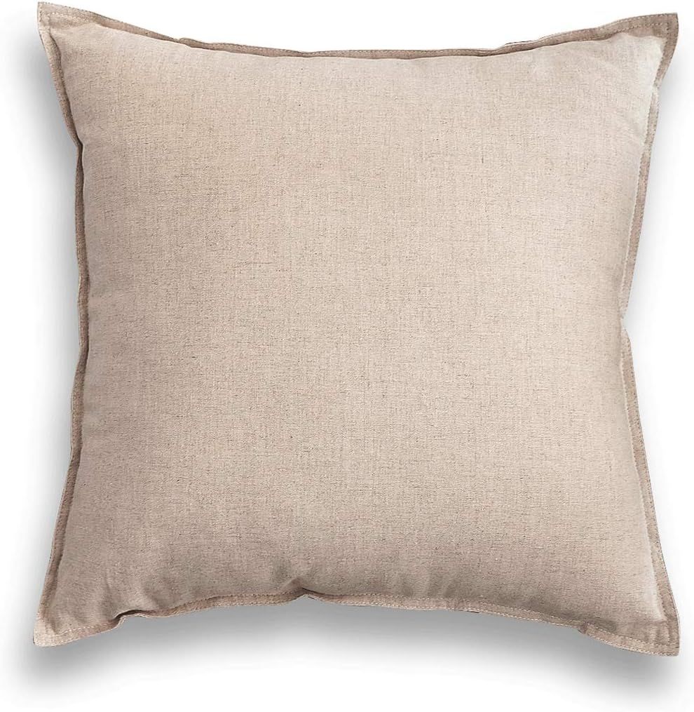 Jeanerlor Natural Cotton Linen Decoration Toss Throw Pillow Sham 18"x18" Cushion Case Yellow Pill... | Amazon (US)