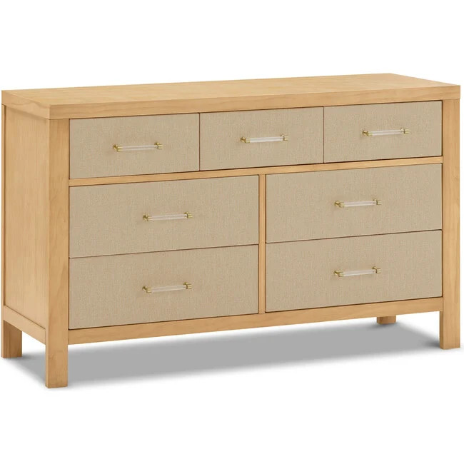Namesake | Eloise 7-Drawer Assembled Dresser, Honey And Performance Sand Eco-Weave (Brown) | Maisonette | Maisonette