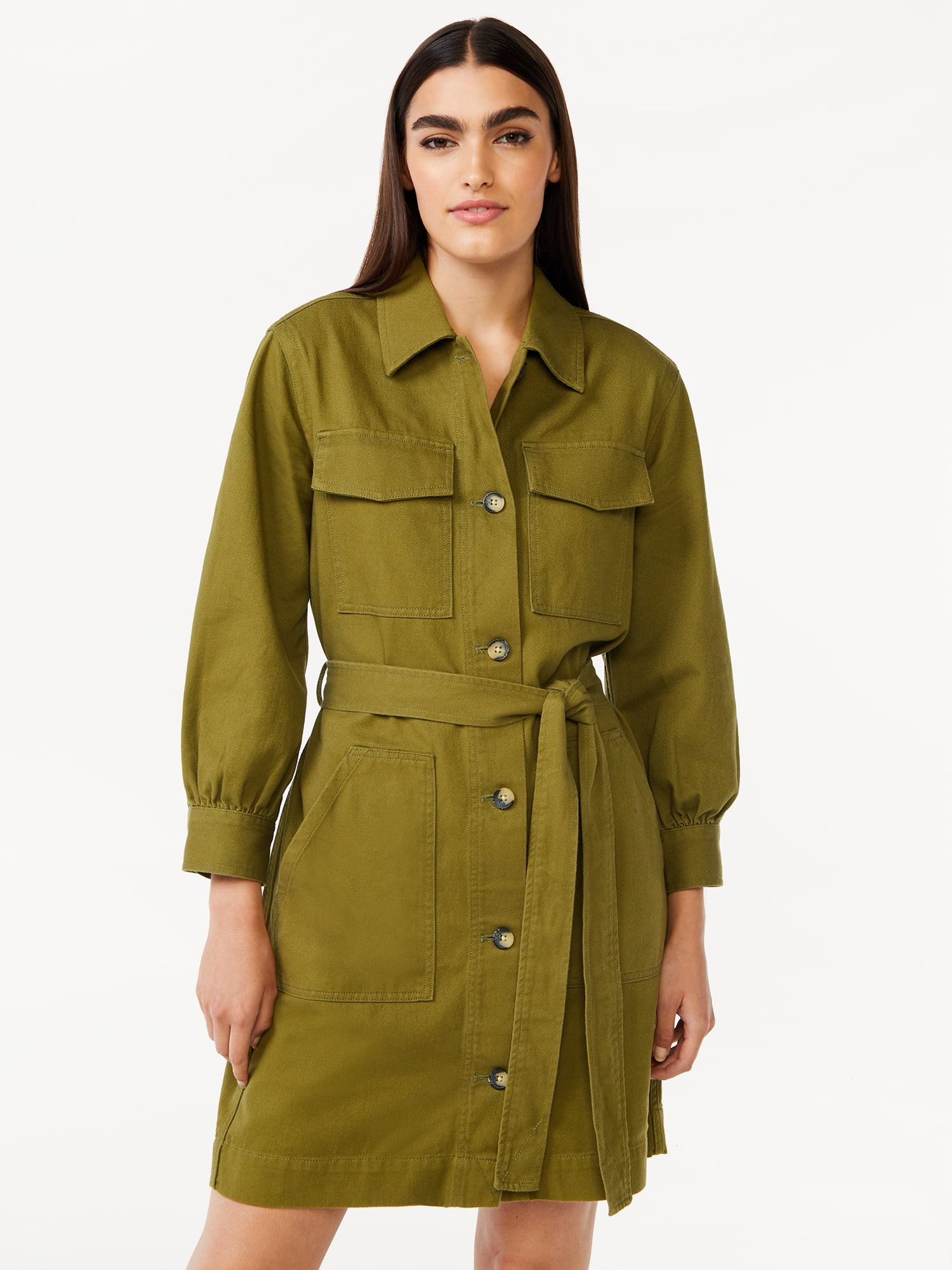 Free Assembly Women's Belted Utility Mini Dress | Walmart (US)