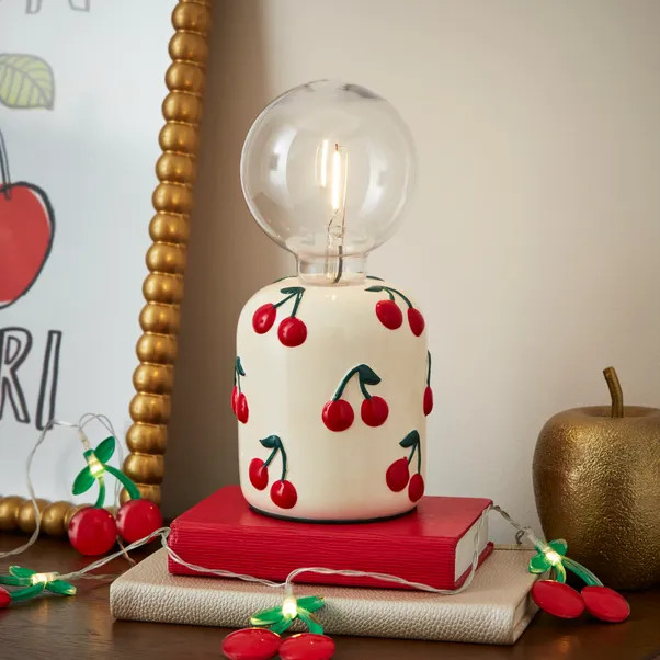 Cherise Cherry Exposed LED Bulb Table Lamp | Dunelm