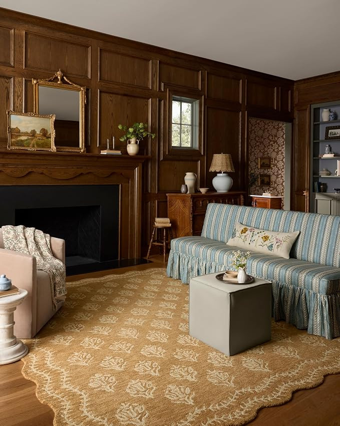 Loloi Rifle Paper Co Lisette Wheat/Ivory 5'-0" x 7'-6" Area Rug | Amazon (US)