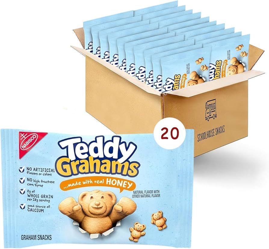 Teddy Grahams Honey Graham Snacks, Teddy Grahams Snack Packs for Kids, 20-1 oz Packs Bundled by S... | Amazon (US)