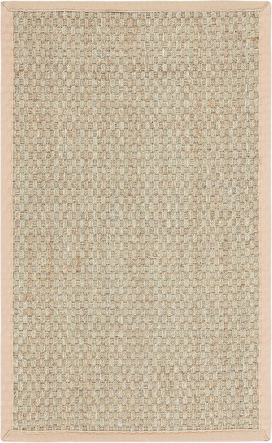 SAFAVIEH Natural Fiber Collection Accent Rug - 4' x 6', Natural & Beige, Border Basketweave Seagr... | Amazon (US)