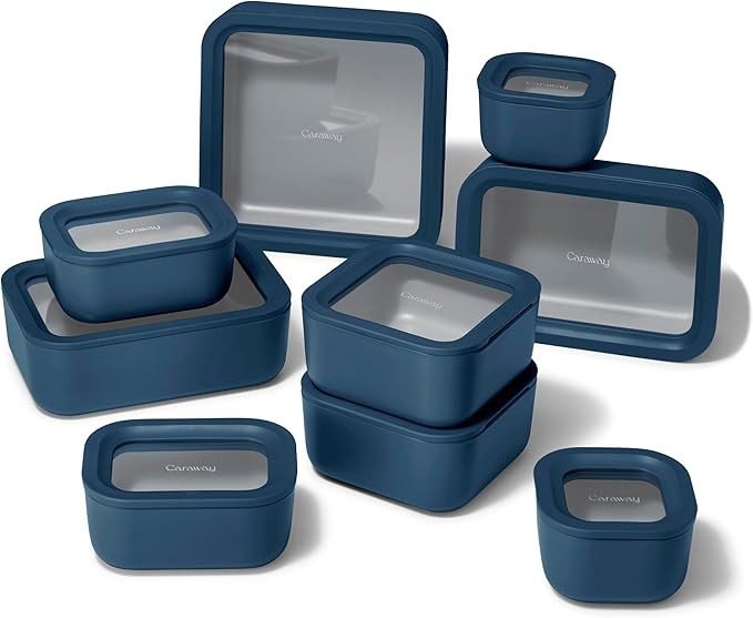 Caraway 22pc Glass Food Storage Set - Storage Containers for Food - Non-Toxic Ceramic-Coated Glas... | Amazon (US)